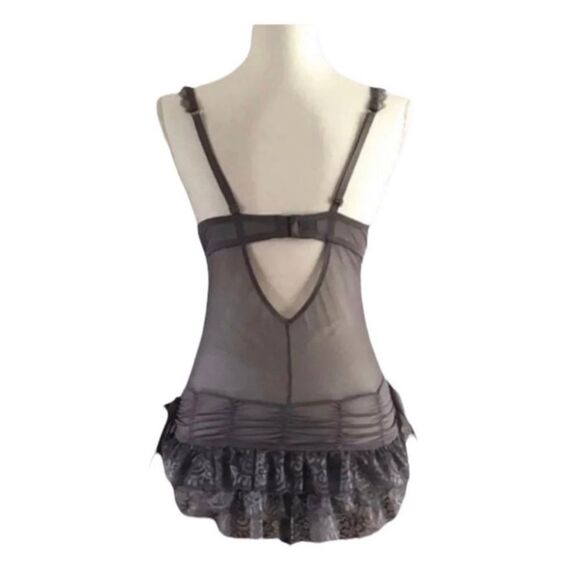 NEW René Rofé Satin Ribbon Lace Corset Babydoll Top Flattering - Picture 2 of 8